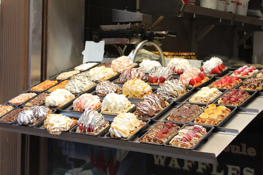 Waffles with lots of different toppings