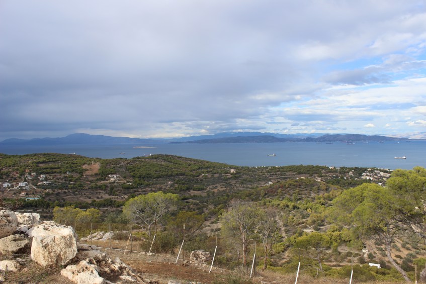 View from hill of Archaeological Site of Palaiochora of Aegina