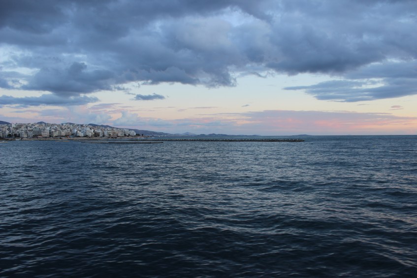 Sunset from ferry back to Athens