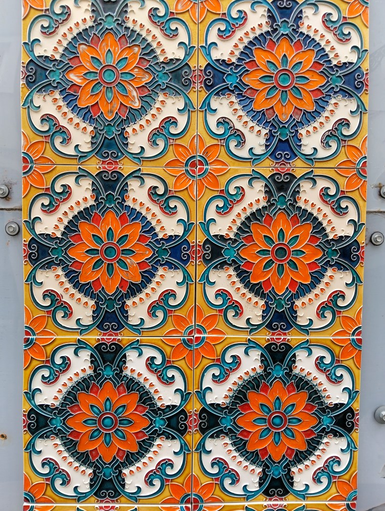 Colourful tiles with geometric pattern